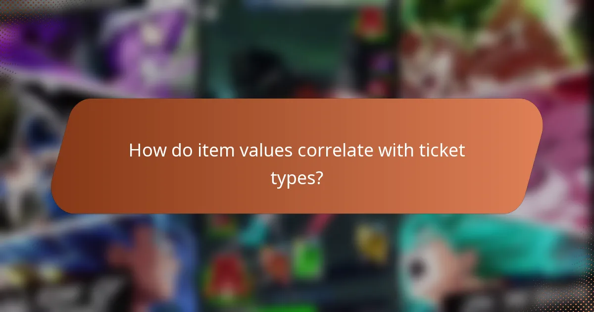 How do item values correlate with ticket types?